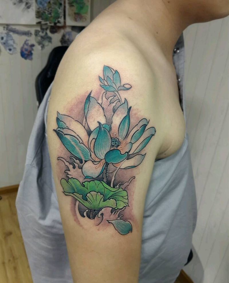 荷花纹身图片