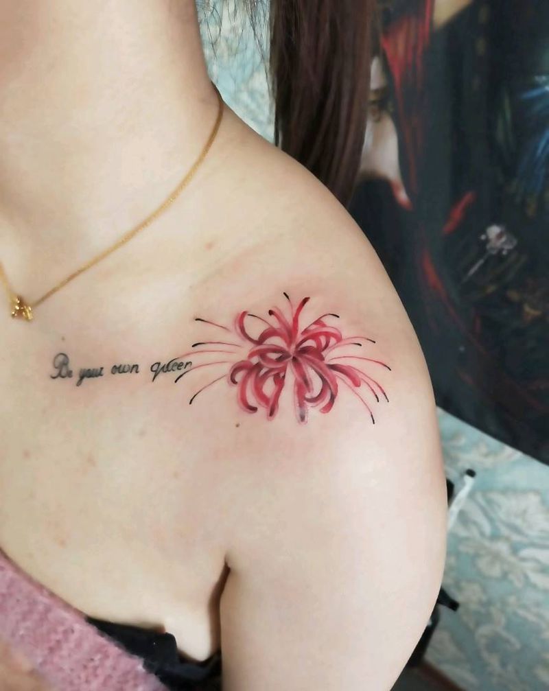 彼岸纹身图片_肩部新传统纹身图案