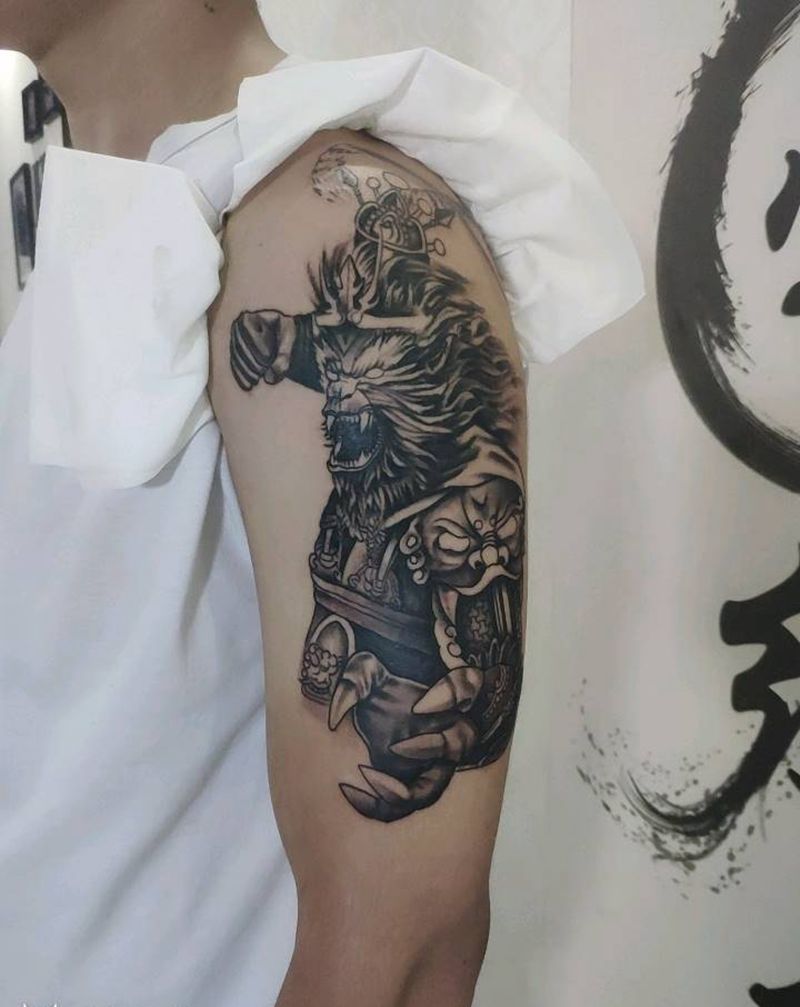 大圣归来，孙悟空纹身图片_手臂新传统纹身图案