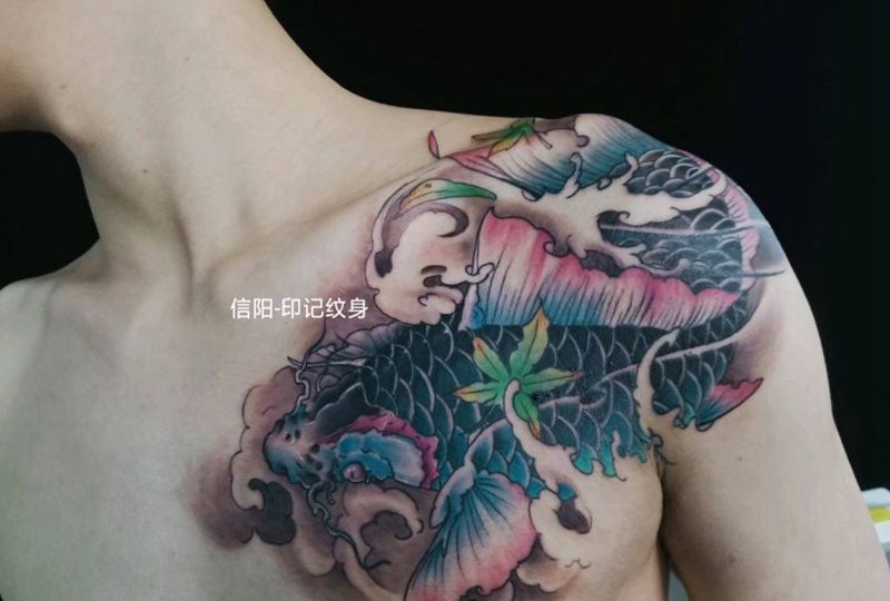 锦鲤纹身图片_新传统纹身图案