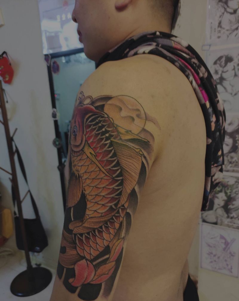 鳌鱼纹身图片_手臂新传统纹身图案