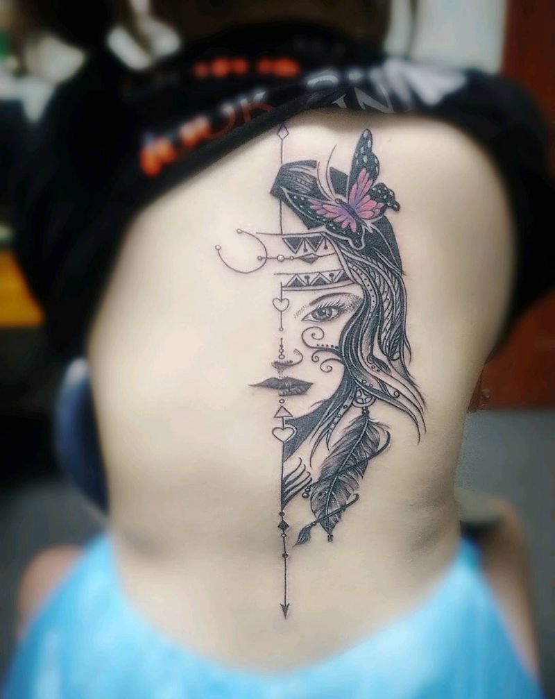 脊柱纹身纹身图片_点刺新传统纹身图案