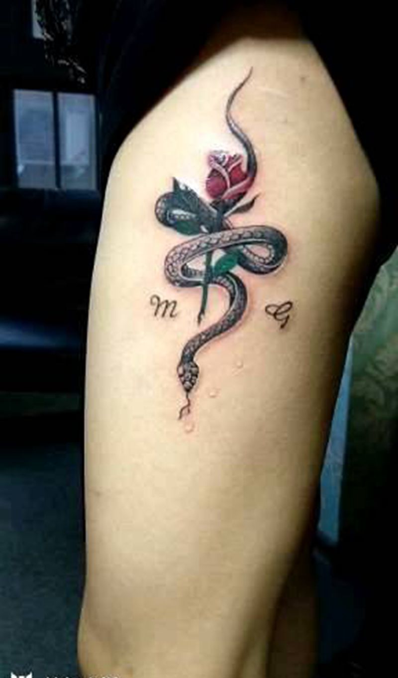 生人勿近纹身图片_腿部新传统纹身图案