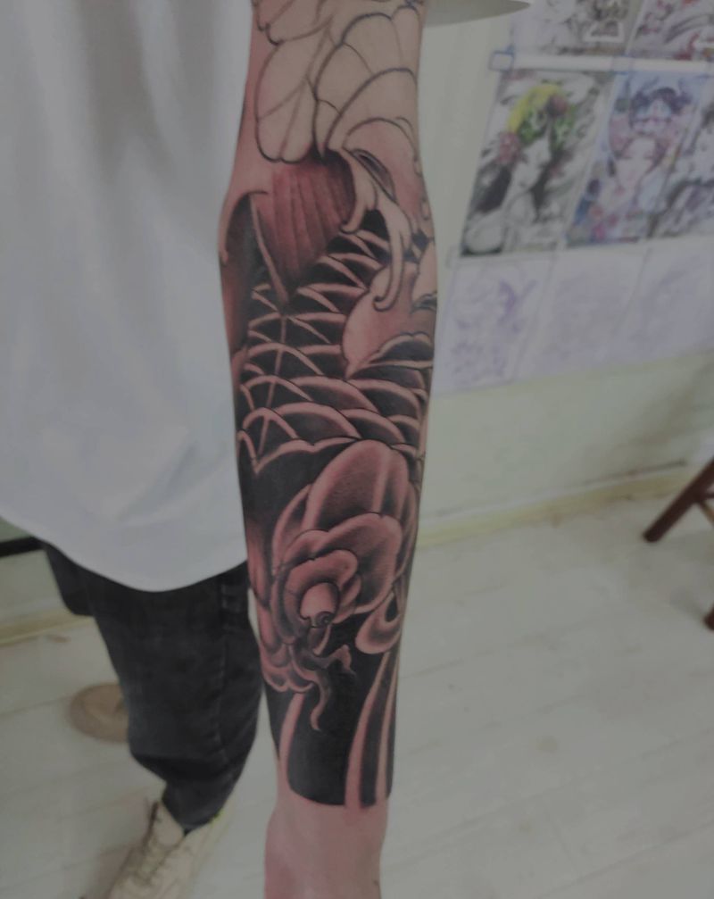 鲤鱼纹身图片_手臂新传统纹身图案