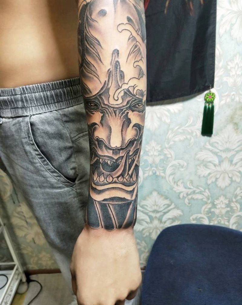 般若纹身图片_手臂老传统纹身图案