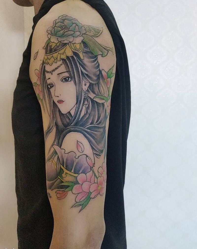 艺妓纹身图片_手臂新传统纹身图案