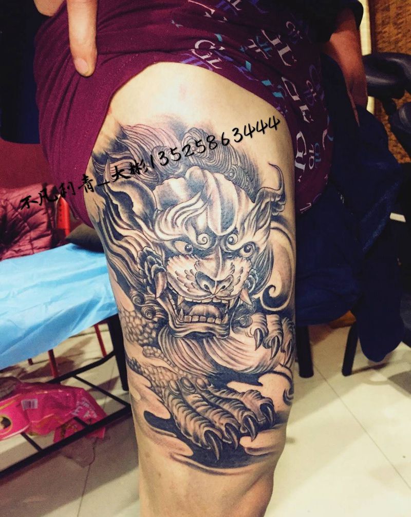 唐狮纹身图片