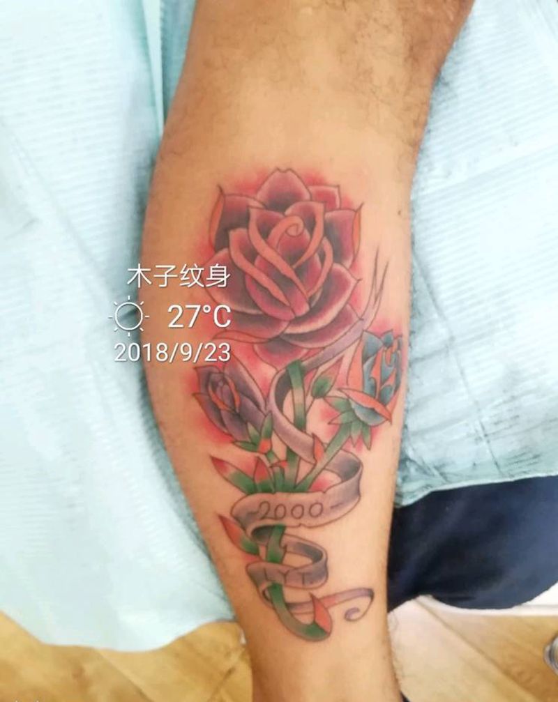 欧美玫瑰纹身图片