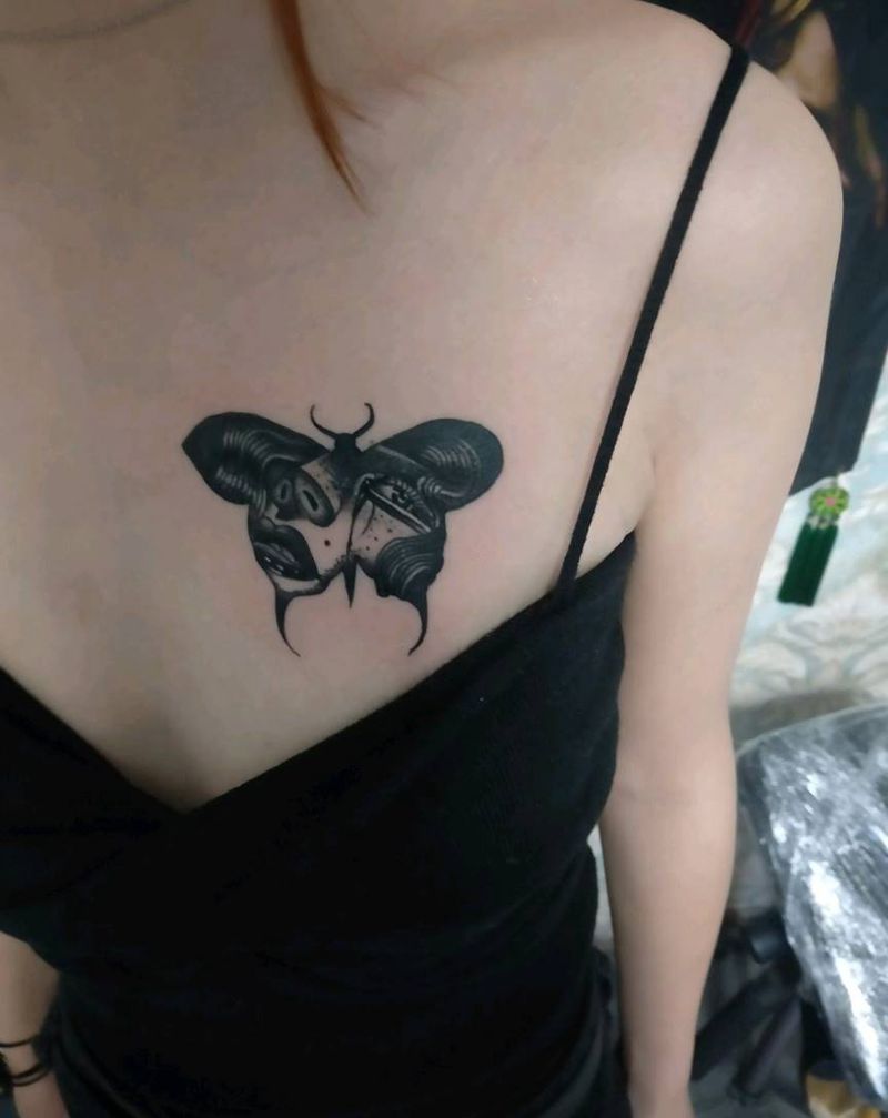 遮盖前任纹身图片_胸部Old School纹身图案