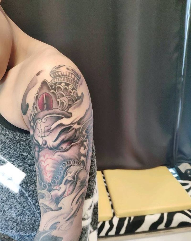 象神纹身图片_手臂新传统纹身图案