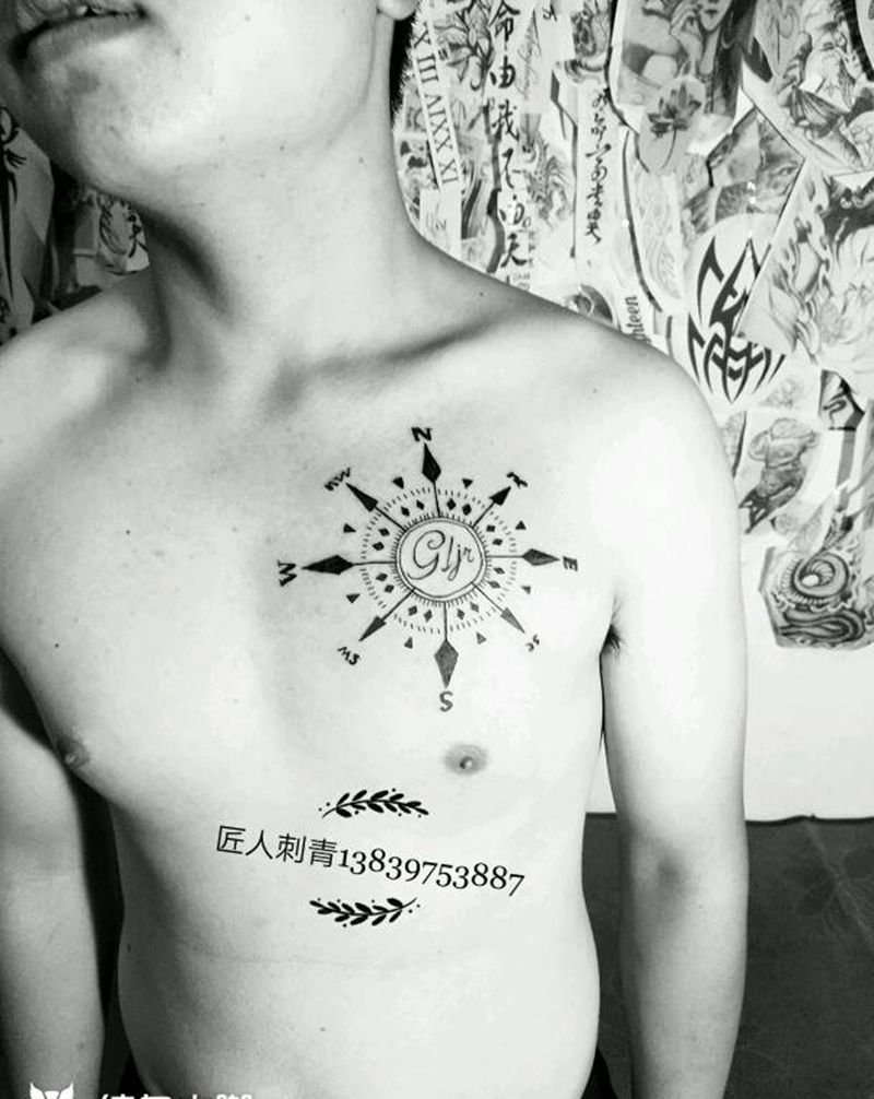指南针纹身图片