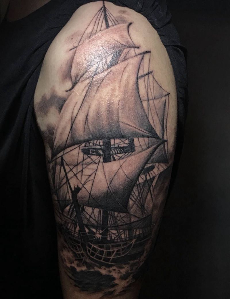 一帆风顺纹身图片_成品手部手臂欧美静物纹身图案