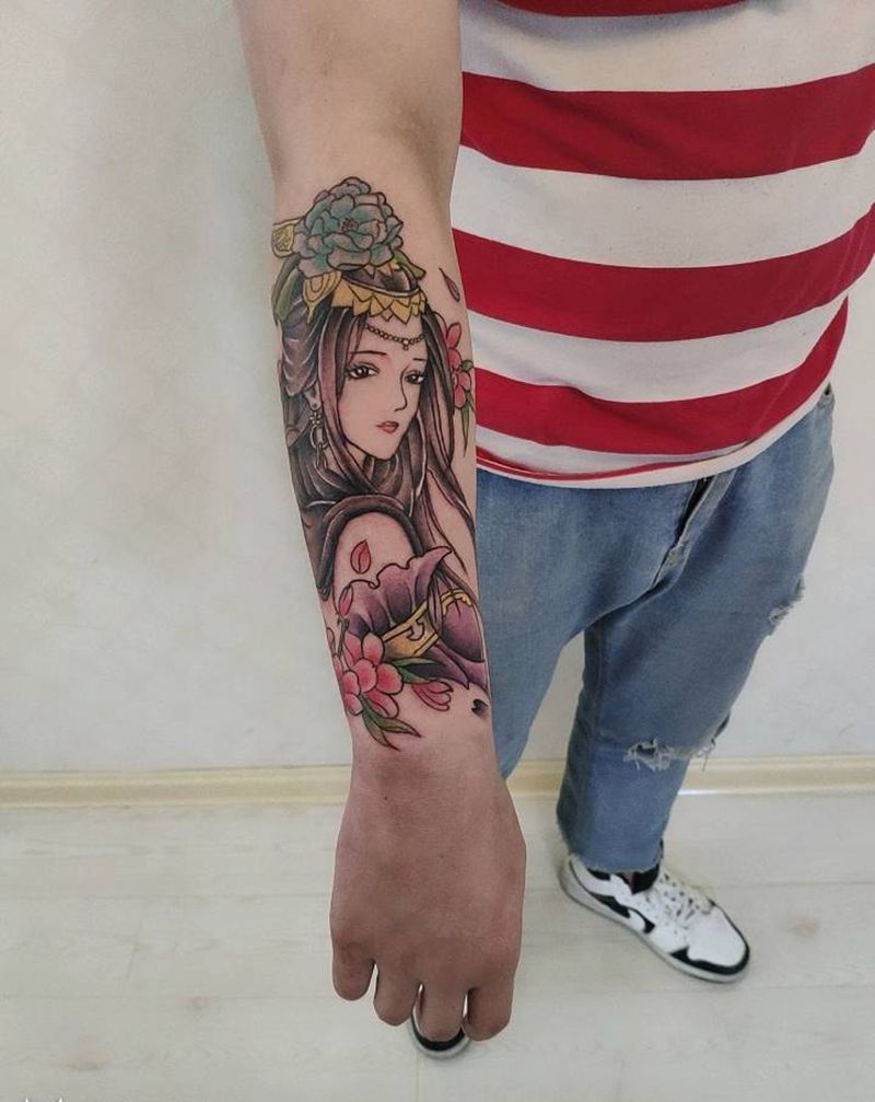 艺妓纹身图片_手臂新传统纹身图案