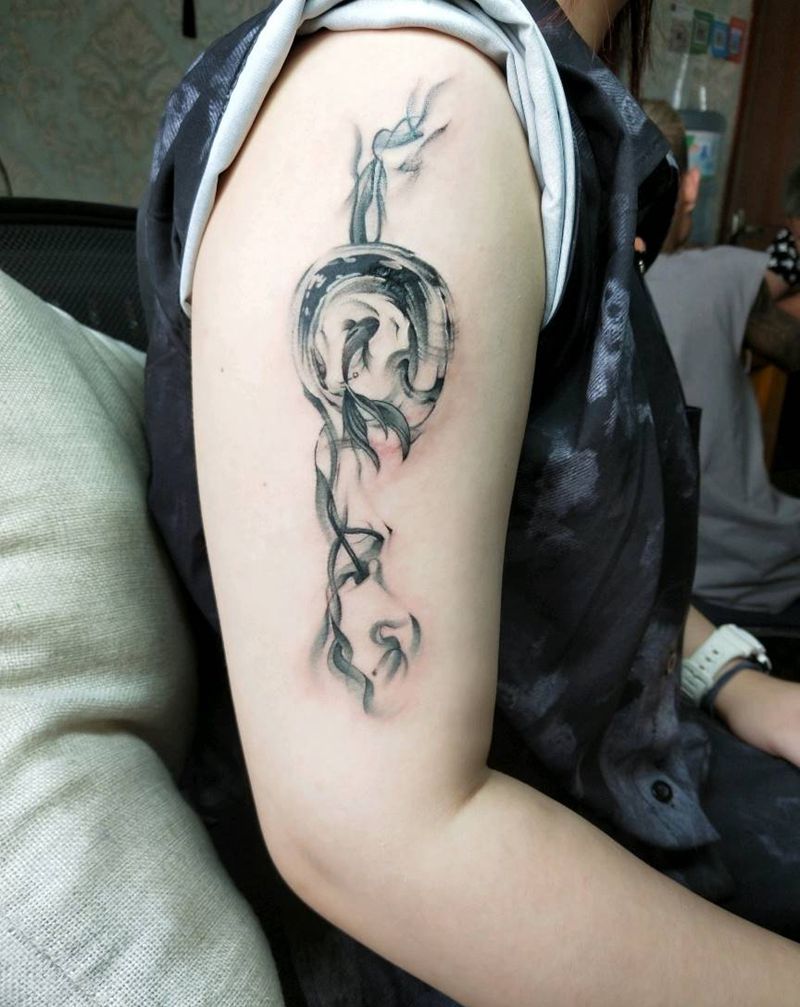 水墨纹身图片_手臂水墨纹身图案