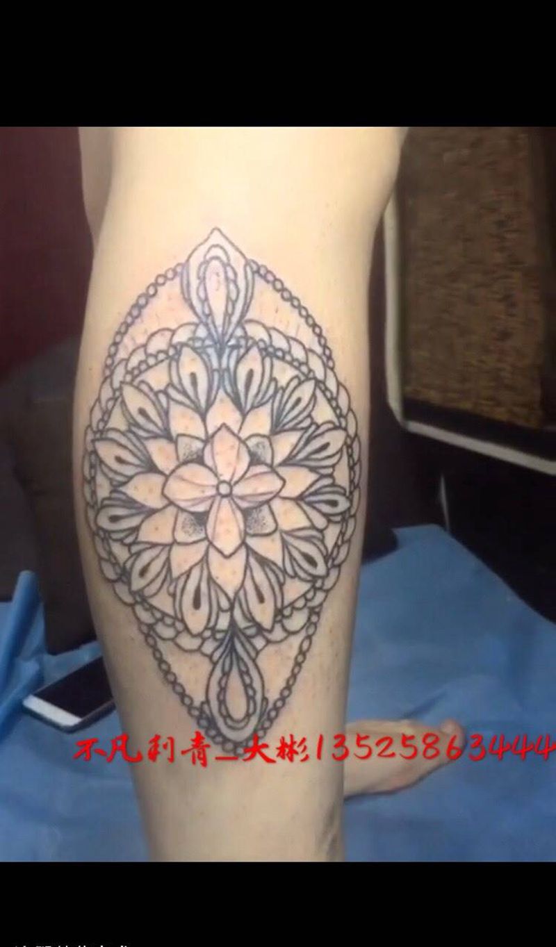 梵花纹身图片_静物清新腿部纹身图案