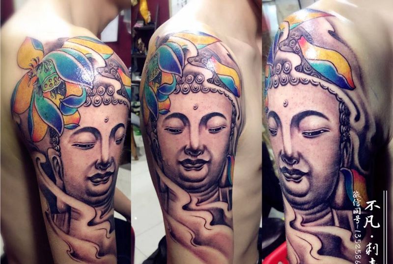 佛纹身图片_成品肩部手臂传统宗教佛纹身图案