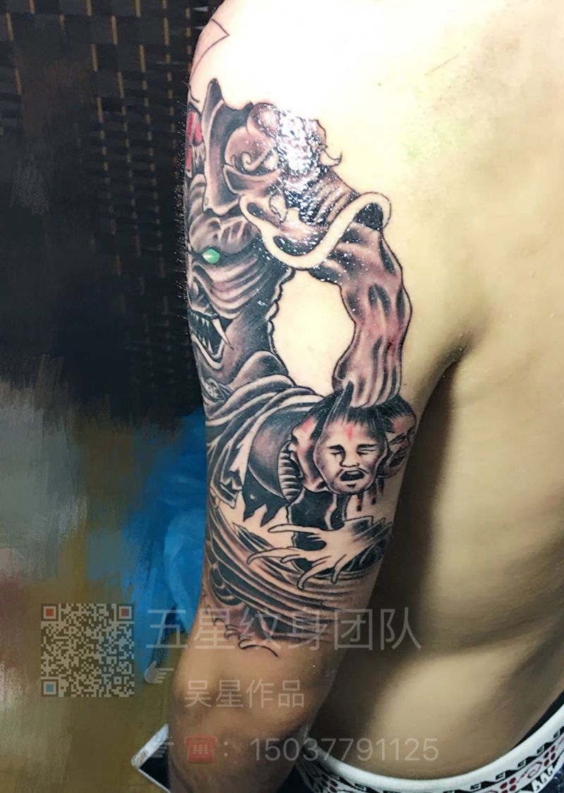 战神刑天纹身图片