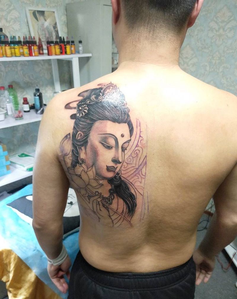 普贤菩萨纹身图片_肩部新传统纹身图案