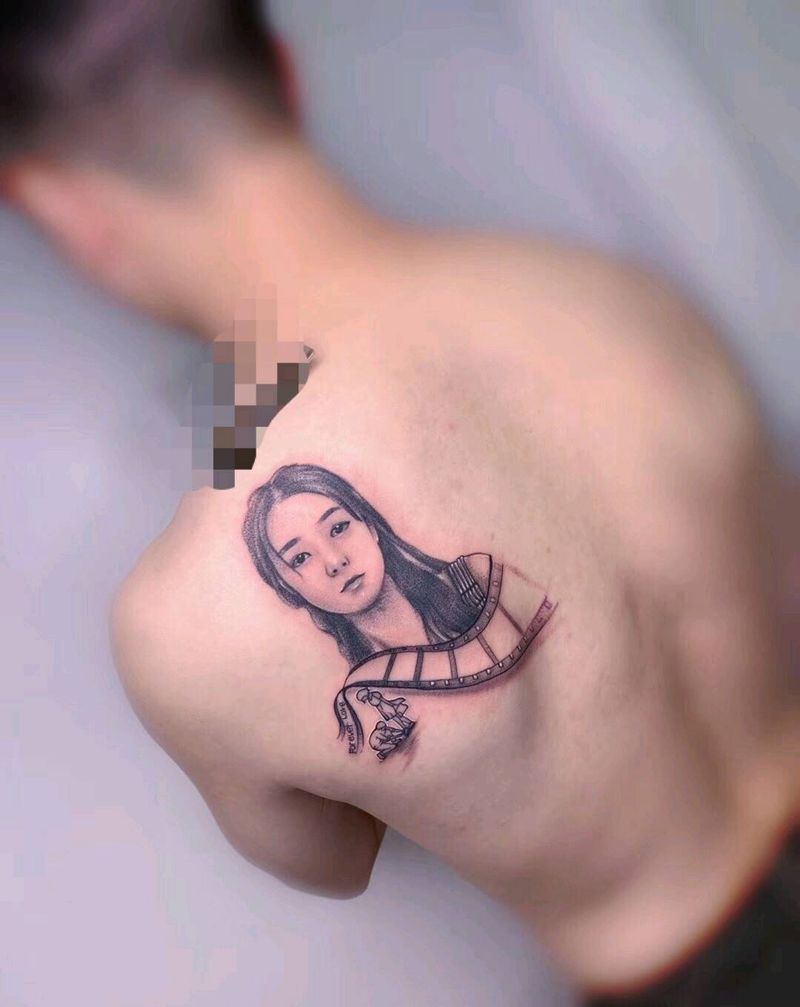 肖像纹身图片_背部欧美写实纹身图案