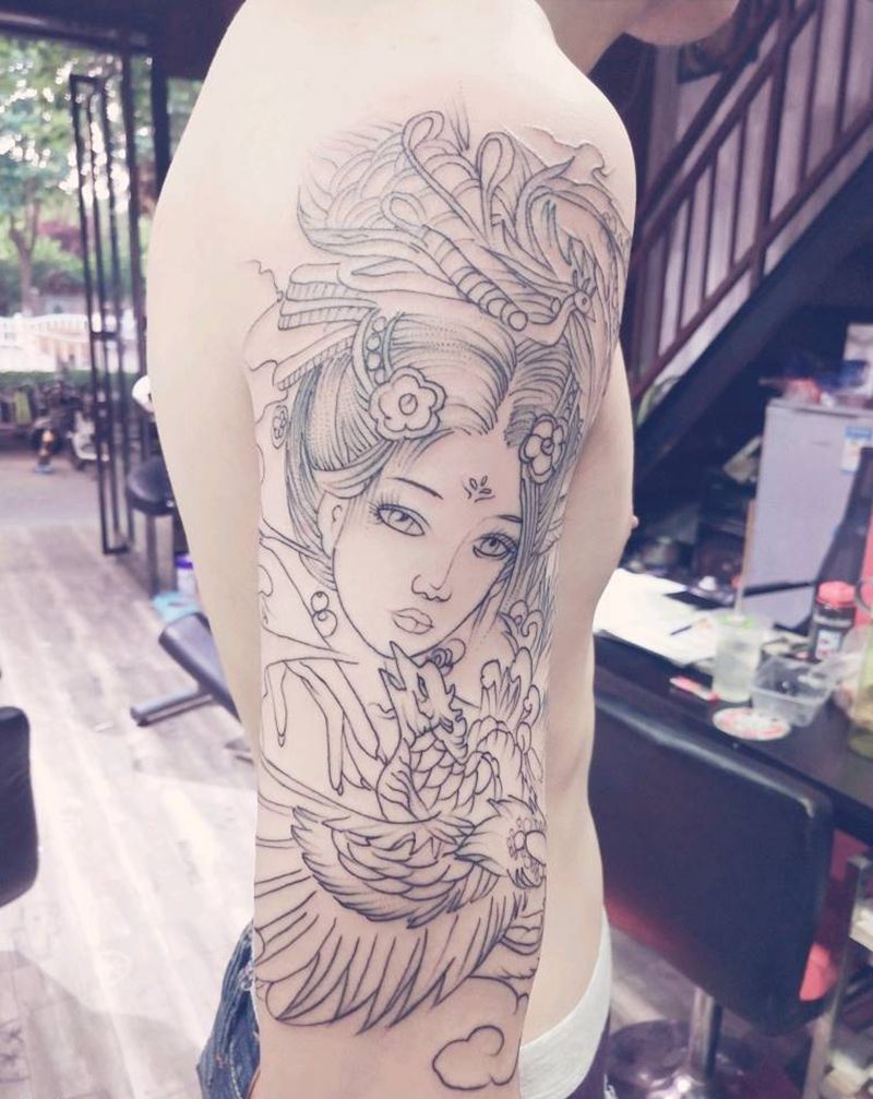 艺妓纹身图片