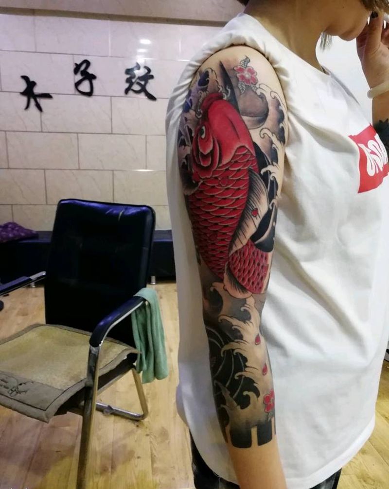 七分袖纹身图片