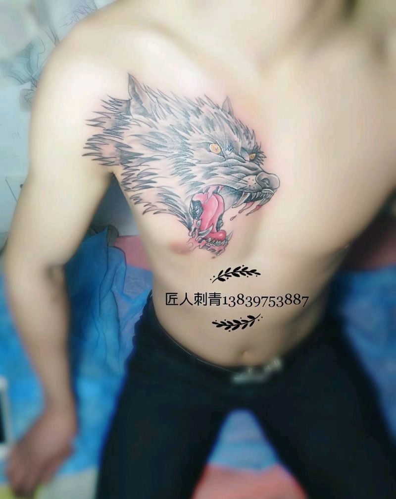 滴血狼头纹身图片