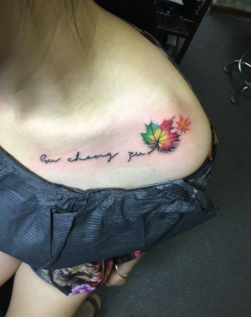 枫叶纹身图片_成品纹身图案