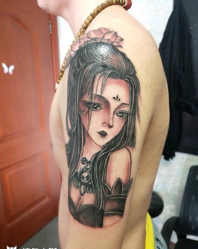 添加艺伎完毕纹身图片_手臂新传统纹身图案