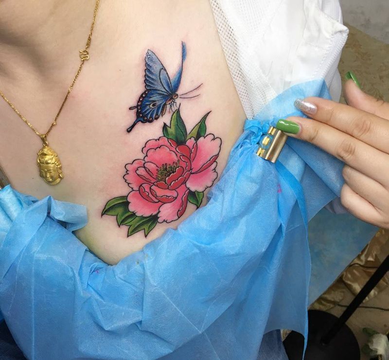 蝶恋花纹身图片