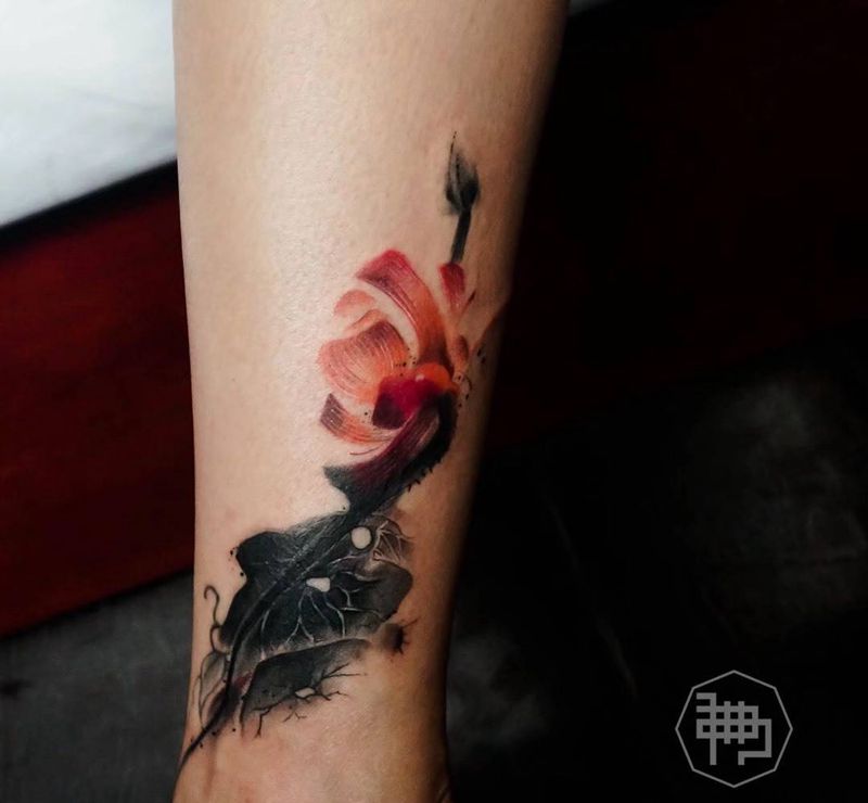 不扩大多少面积下的遮盖修改纹身图片_成品泼墨原创纹身图案