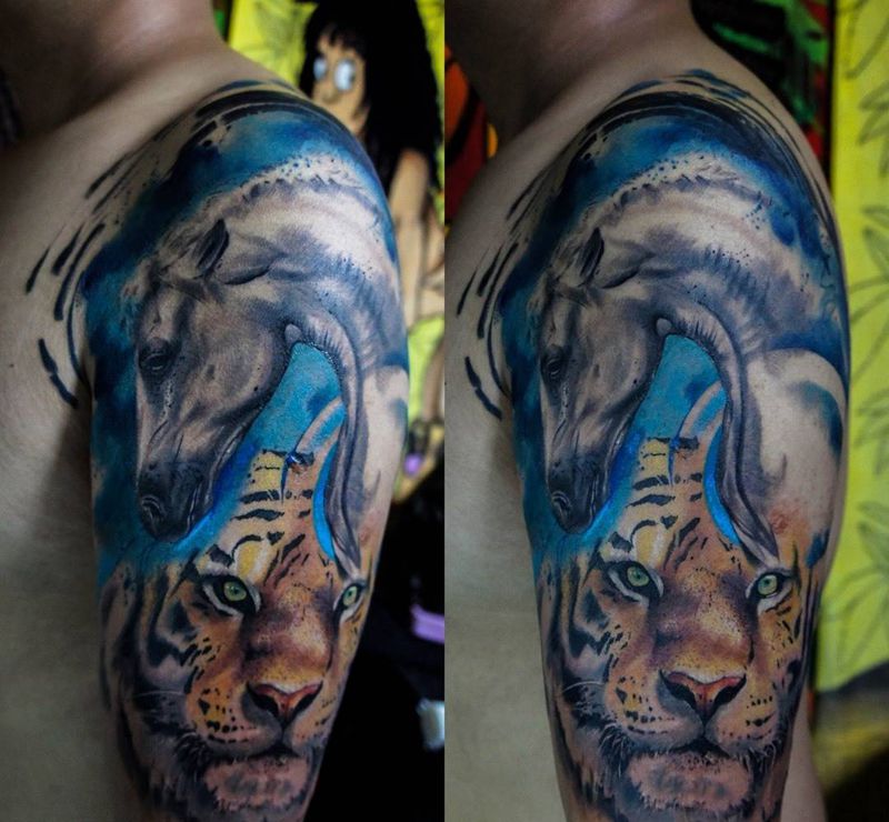 纹身旅行昆明站作品纹身图片_欧美动物成品手臂手部原创纹身图案