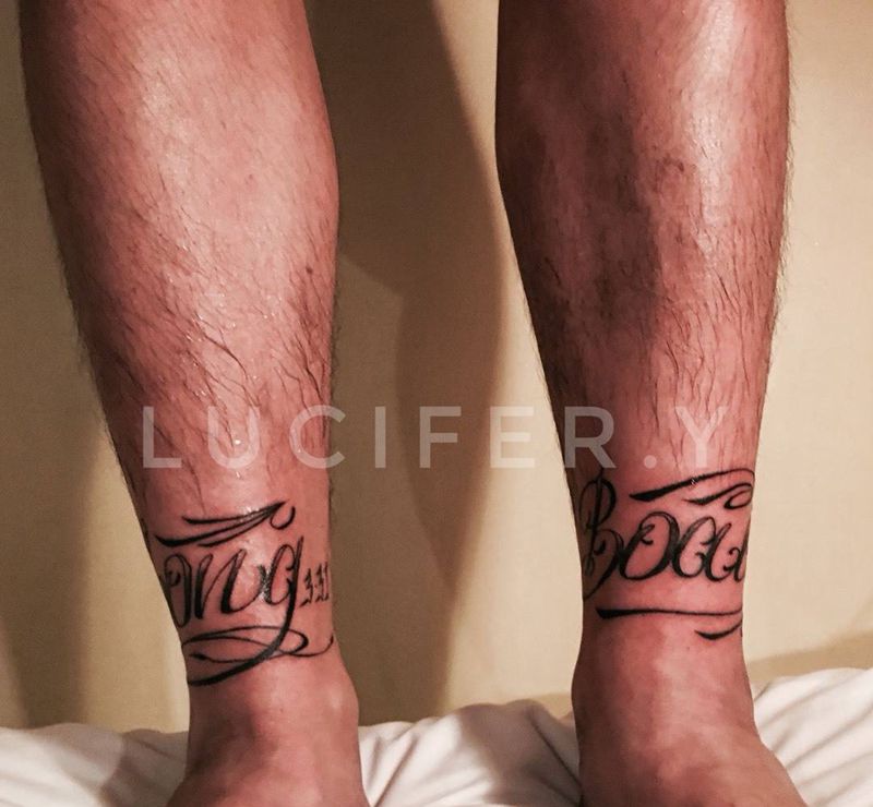 脚踝起卡诺纹身图片_成品脚部欧美字符纹身图案