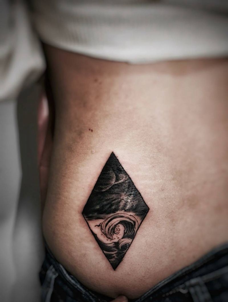 遮盖小图.纹身图片_成品腰部背部清新几何纹身图案