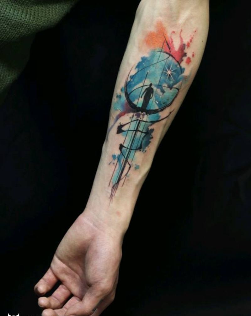 水彩纹身图片_手臂手部水彩水墨纹身图案