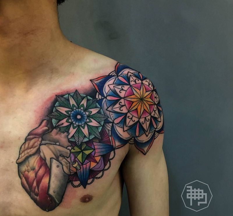 李纹肆纹身图片_成品贴纸欧美国画习俗传统几何原创纹身图案