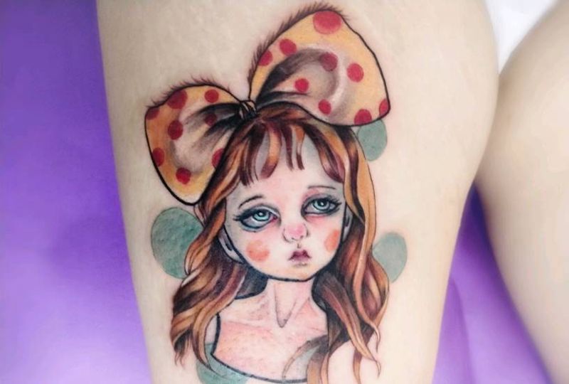 法式田园系娃娃纹身图片_娃娃纹身图案