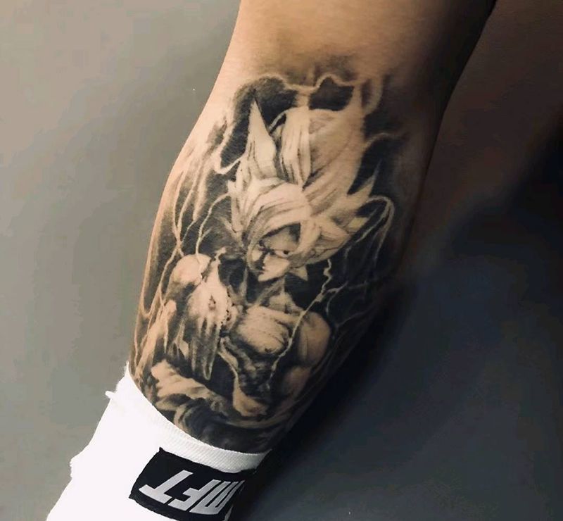 超级赛亚人纹身图片_手臂手部欧美写实卡通纹身图案