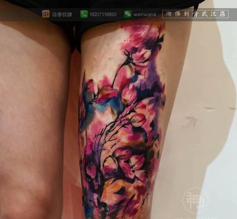 遮盖花纹身图片