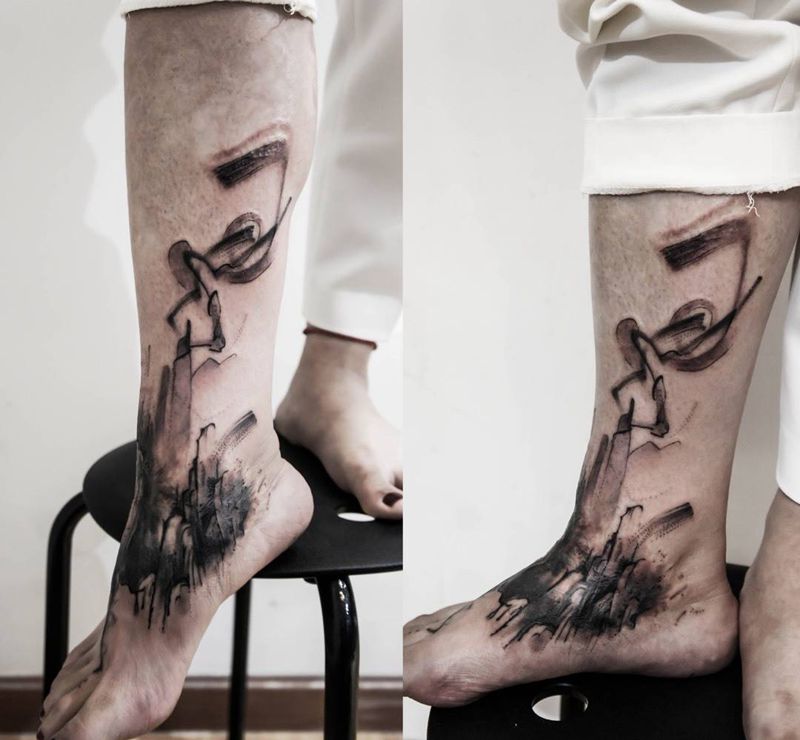 Freehand 遮盖烫伤 感谢信任纹身图片