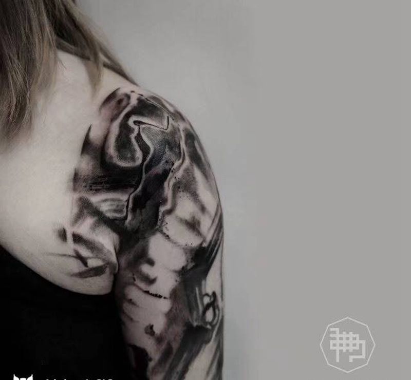 仓颉纹身图片_成品手部手臂国画欧美原创纹身图案