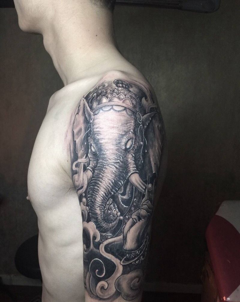 烈火象神，覆盖老图纹身图片