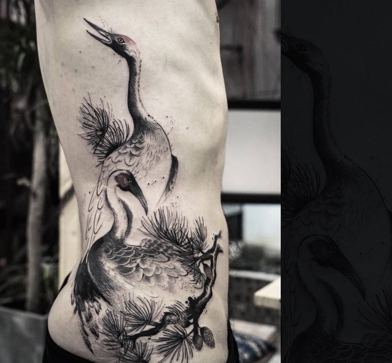 鹤纹身图片