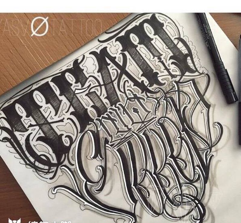 花体字纹身图片