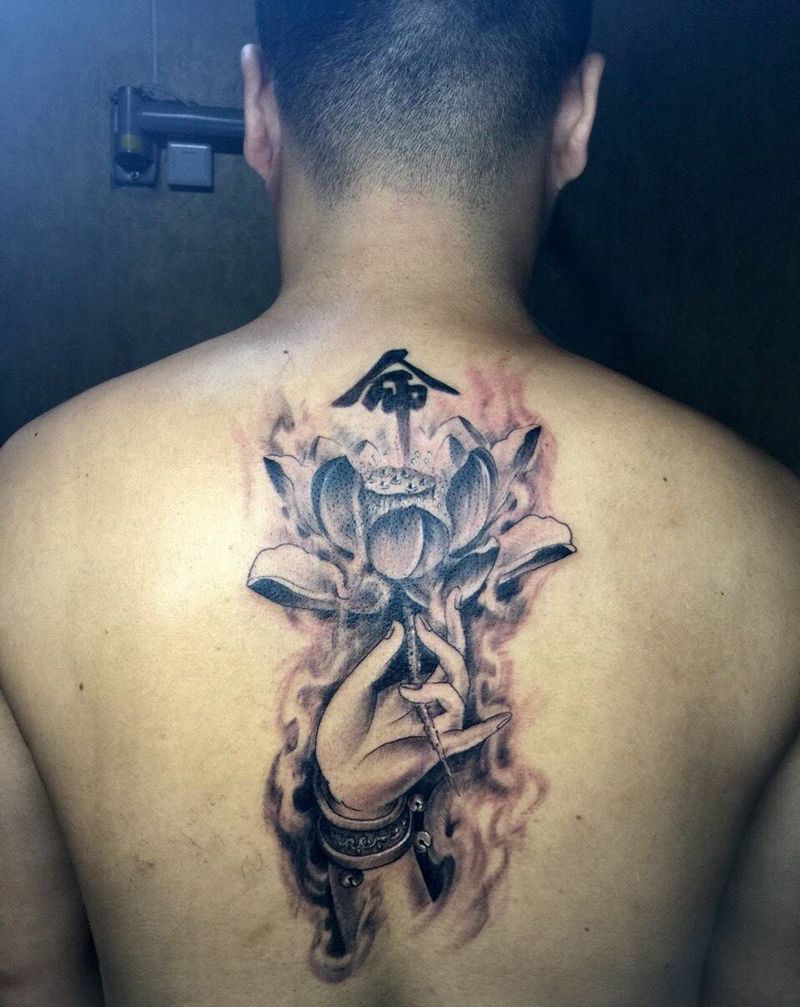 佛手莲花纹身图片