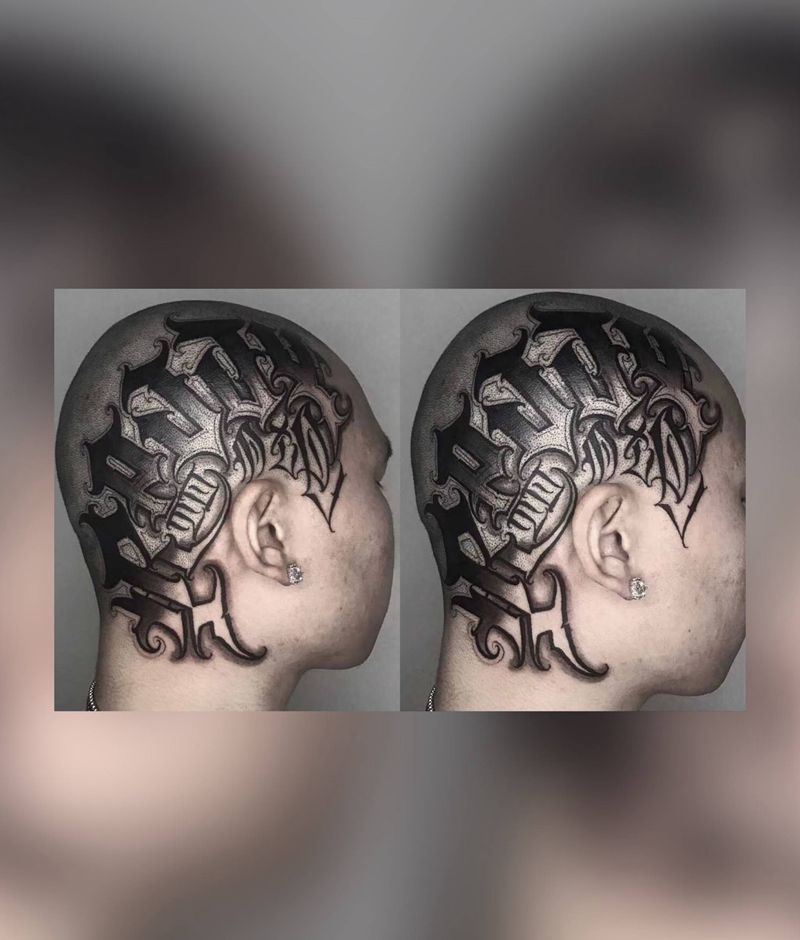 UVB2纹身图片_颈部肩部花体字纹身图案