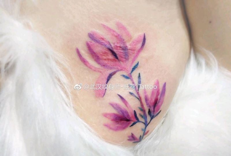 水彩花纹身图片_水彩花纹身图案