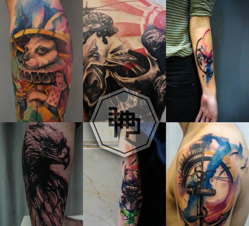 最近作品纹身图片_成品欧美写实国画原创动物人物字符手部腿部纹身图案
