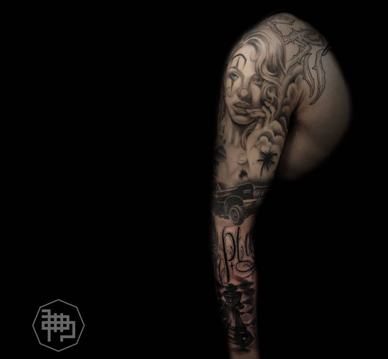 西海岸花臂纹身图片