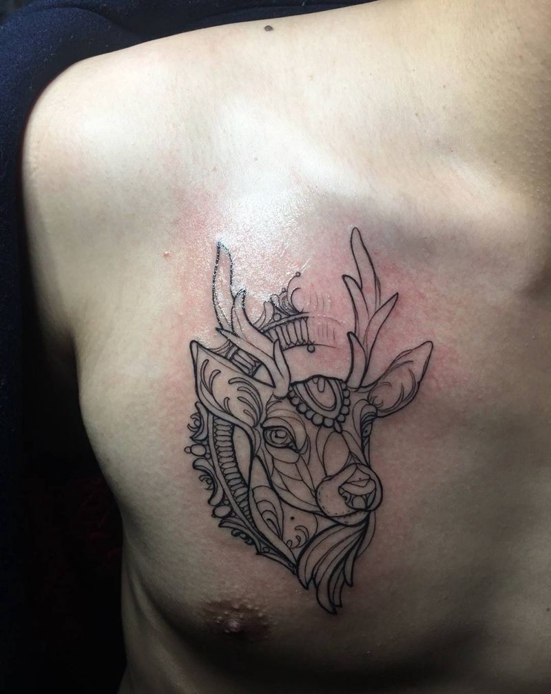 几何鹿纹身图片