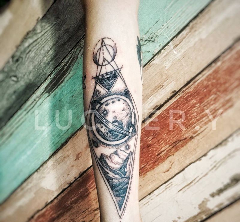 点刺小图纹身图片_成品手稿手臂清新几何静物原创纹身图案